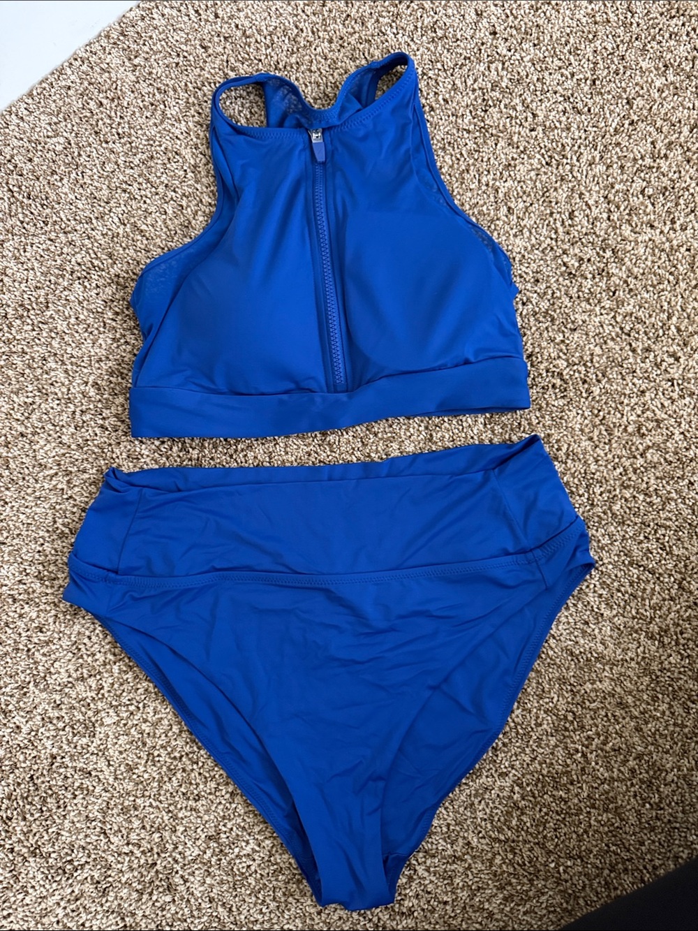 knix Royal Blue High-Neck Zip Bikini Set